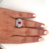 Natural 2 Carat Oval Cut Pink Sapphire with Diamond Cluster Dome Ring