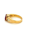 Natural 2 Carat Ruby and Baguette cut diamond Side Stones in 18K Gold Ring