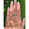 Natural 2.05 Carat Colombian Emerald and Diamond Three-Stone Thin Band Ring in 14K Yellow Gold