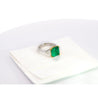 Natural 3.76 Carat Colombian Emerald and Trillion Cut Diamond 3-Stone Ring in 18K Gold