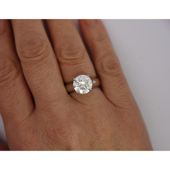 Bague solitaire large en platine avec diamant rond naturel de 4,07 carats H/SI1 – Assay Jewelers