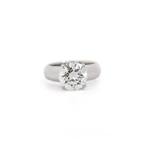 SI1 Round Diamond Solitaire Wide Shank Ring In Platinum