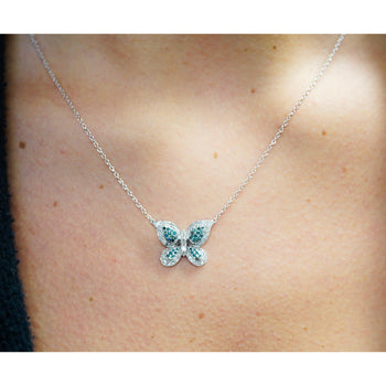 Natural Blue and White Diamond Cluster Butterfly Charm Floating Pendant Necklace – Assay Jewelers
