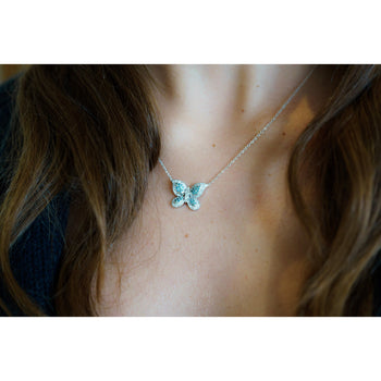 Natural Blue and White Diamond Cluster Butterfly Charm Floating Pendant Necklace – Assay Jewelers