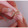 Natural Diamond Butterfly Ring 14K Gold Two-Piece Stack Ring