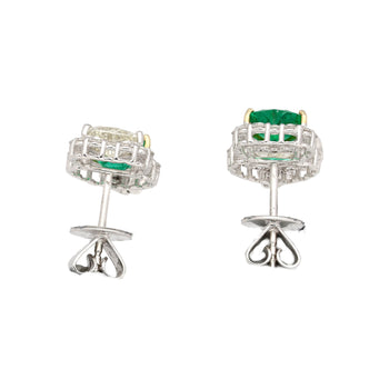 Natural Diamond and Emerald Heart Cut Mirrored Drop Earrings in 18k White Gold – Assay Jewelers