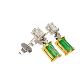 Boucles d'oreilles pendantes allongées en émeraude naturelle et diamant en or 18K – Assay Jewelers