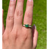 Natural Emerald Bezel Set Cabochon Cut Ring With Princess Cut Diamonds in 18K Yellow Gold