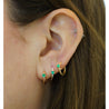 Natural Emerald Multi Placement Huggie Earrings In 14K Rose Gold