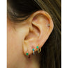 Natural Emerald Multi Placement Huggie Earrings In 14K White Gold