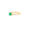 Natural Emerald Square Cut Thin Ribbed Band Stacking Ring in 18K Yellow Gold