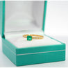 Natural Emerald Square Cut Thin Ribbed Band Stacking Ring in 18K Yellow Gold