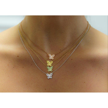 Natural Fancy Yellow Diamond 18K Gold Butterfly Charm Floating Necklace – Assay Jewelers