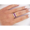 Natural Pink Ruby and Diamond Platinum Wedding Band 5 Stone Ring