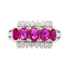 Natural Pink Ruby and Diamond Platinum Wedding Band 5 Stone Ring