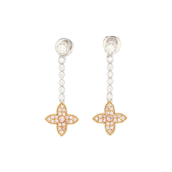 Natural Pink & White Diamond Floral Drop Earrings in 18k White and Rose Gold – Assay Jewelers
