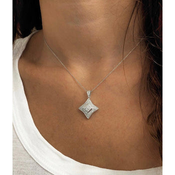 Natural Princess Cut White Gold Diamond Star Necklace in 18k White Gold – Assay Jewelers