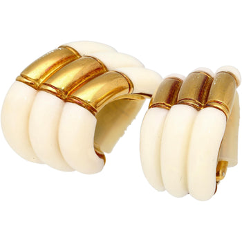 Boucles d'oreilles rétro à clip en agate blanche naturelle en or jaune 18K – Assay Jewelers