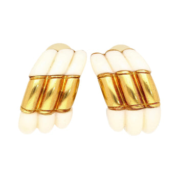 Boucles d'oreilles rétro à clip en agate blanche naturelle et or jaune 18K – Assay Jewelers