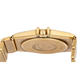 Omega Constellation Manhattan 18K Gold Roman Numeral Bezel Champagne Dial Watch – Assay Jewelers