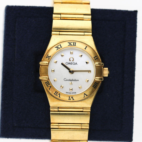 Omega Constellation My Choice 18K Gold Mother of Pearl Quartz Watch w Papers