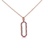 Open Oval 14K Rose Gold Diamond and Sapphire Pendant Necklace