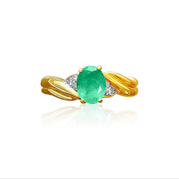 Bague en or massif 14k avec émeraude naturelle taille ovale 0,72 ct – Assay Jewelers