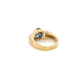 Bague bandeau royale en saphir bleu taille ovale en or 18k | serti demi-clos – Assay Jewelers