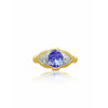 Ovaler Schliff Tansanit Evil Eye Ring in 14k Gelbgold