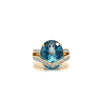 Overlap Bypass Blue Topaz and Diamond Cocktail Ring for Women