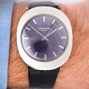 Patek Philippe "Jumbo UFO" Automatic Steel Purple 35mm Dial Leather Strap Watch – Assay Jewelers