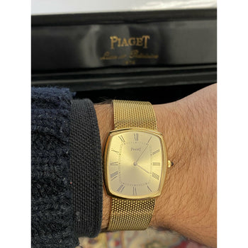Piaget 9741 Vintage 18k Mens Watch with Gold Champagne Strap – Assay Jewelers