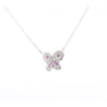 Pink Sapphire and Diamond Butterfly 14K White Gold Floating Pendant Necklace