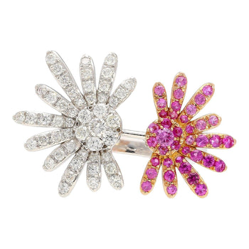 Pink Sapphire and Diamond Flower Motif Open Toi Et Moi Ring in 18K White Gold – Assay Jewelers