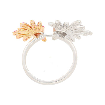 Pink Sapphire and Diamond Flower Motif Open Toi Et Moi Ring in 18K White Gold – Assay Jewelers