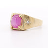 Pink Star Sapphire & Diamond 14K Gold Unisex Statement Ring