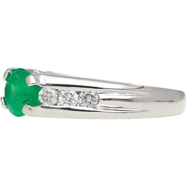 Platinum 1.17 Carat Oval East West Emerald & Diamond Ring