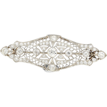 Platinum And 14K Gold 2.75 Carat Old European Cut Edwardian Brooch – Assay Jewelers