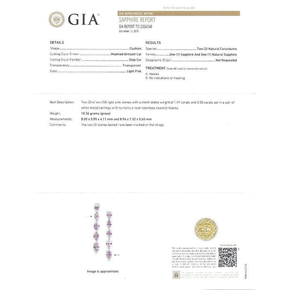 Boucles d'oreilles pendantes en platine, saphir padparadscha naturel rose changeant de couleur