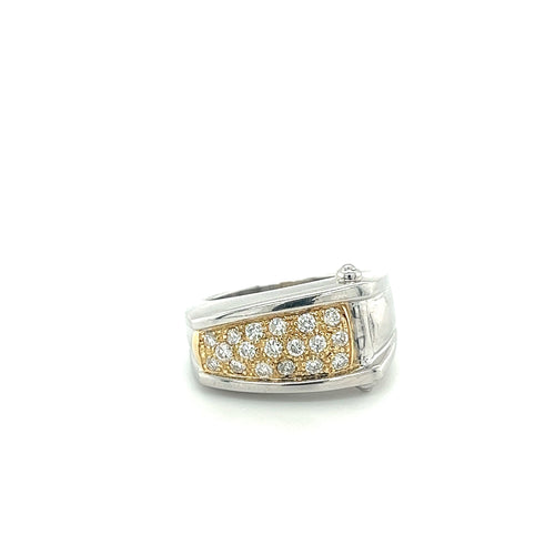 Platinum and 18K Gold Unisex Natural Diamond Pinky Ring