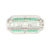 Platinum and 18K White Gold Brooch with Diamonds and Emerald