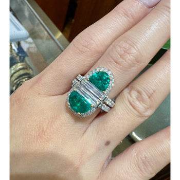 Rare Mariposa Vivid Green Muzo Old Mine Colombian Emerald and Diamond Stack Ring – Assay Jewelers