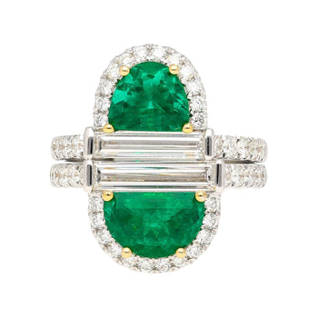 Rare Mariposa Vivid Green Muzo Old Mine Colombian Emerald and Diamond Stack Ring – Assay Jewelers