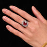 Rare Vivid Red 5.81 Carat Oval Cut Siam Ruby & Diamond Halo Ring
