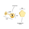 Reversible 3mm 14K Yellow Gold Ball Stud & Clover Screw Back Single Stud Earring