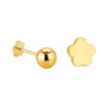 Reversible 4mm 14K Gold Ball Stud & Clover Screw Back Single Stud Earring