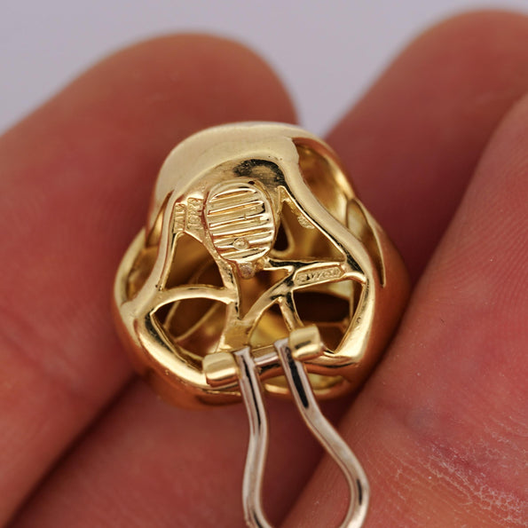 Roberto Coin Knot 18K Yellow Gold Stud Earrings Clip On Lever Backs