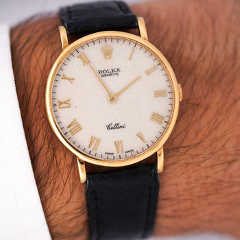Rolex Cellini Ivory Jubilee 32mm Dial 18K Gold On Leather Watch – Assay Jewelers