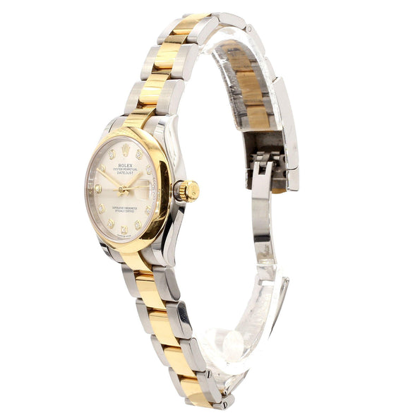Rolex Datejust 31mm Silver Diamond Dial Two-Tone Yellow Gold Steel Watch