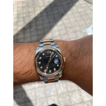 Rolex Datejust 36 mm quadrante e bracciale Jubilee con quadrante nero e indici orari con diamanti – Assay Jewelers
